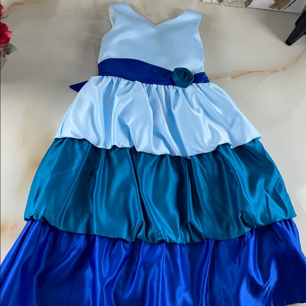 Light Blue to Dark Blue Ruffle Dress